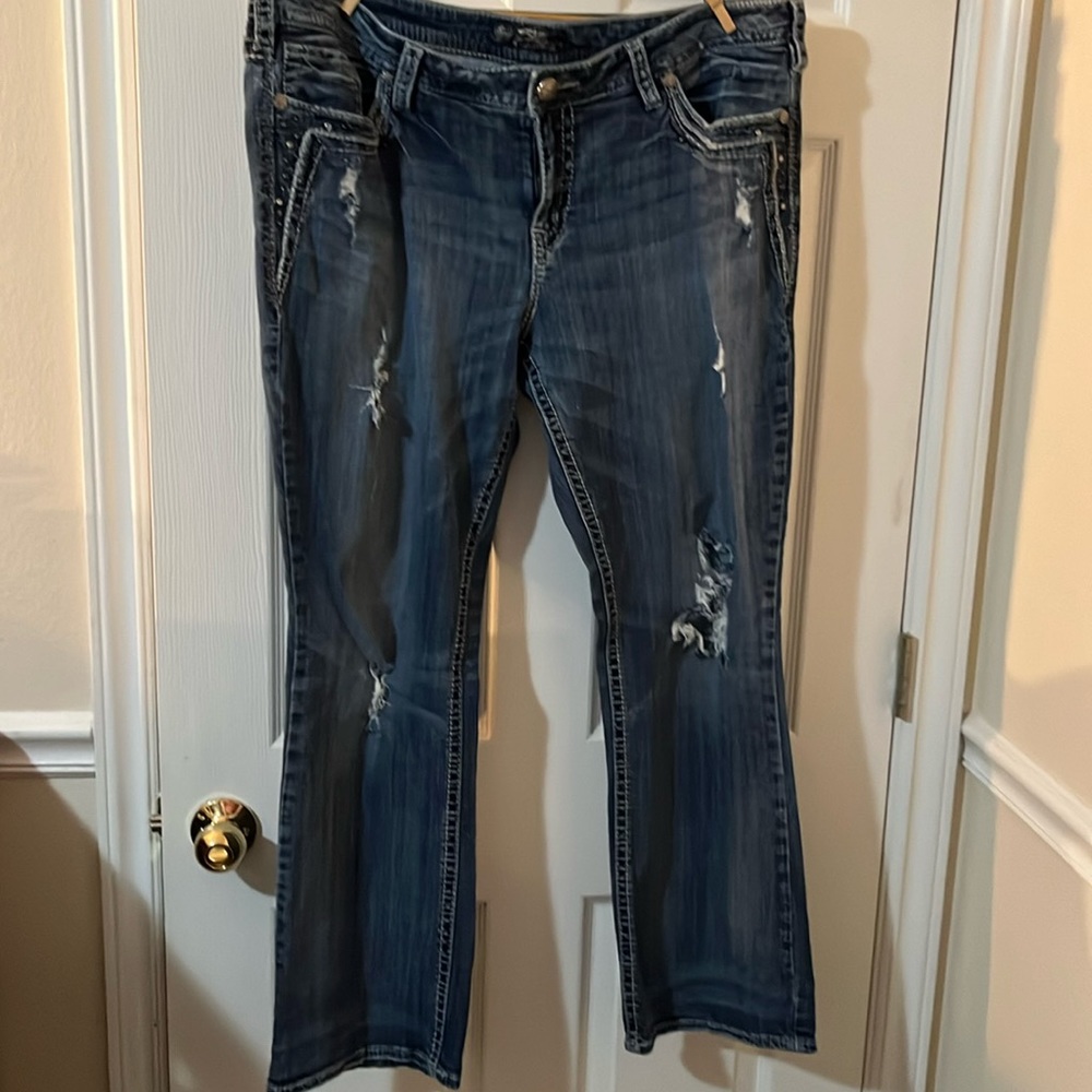 Silver Aiko Bootcut Distressed Jeans Size 20/L31